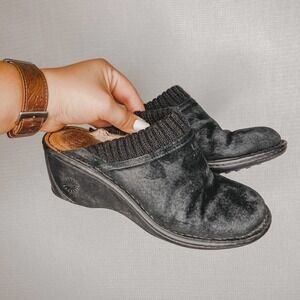 Ugg‎ | Black Mule Slides Wedges Suede Fur 7